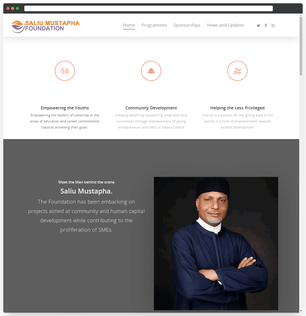 Saliu Mustapha Foundation Website